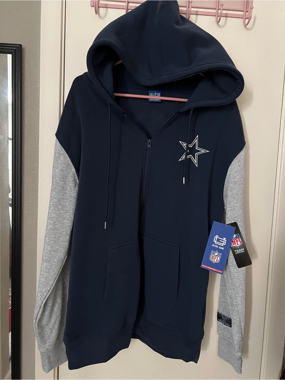 NFL Navy and Gray Dallas Cowboys Zip-Up Varsity Hoodie